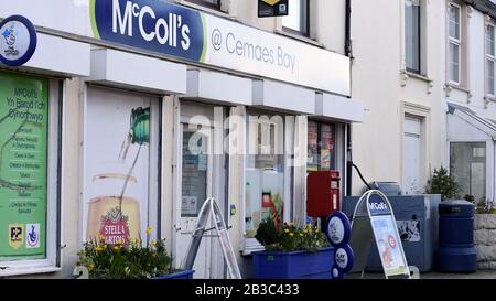 CEMAES, ANGLESEY, WALES - 2020: McColls shop in Cemaes Anglesey Wales UK Stock Photo