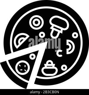 Pizza black icon, concept illustration, vector flat symbol, glyph sign. Stock Vector
