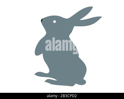 Gray easter bunny on a white background. Stock Vector
