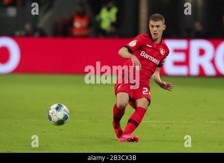 Leverkusen, Germany. 04th Mar, 2020. DFB Cup, Bayer 04 Leverkusen - 1. FC Union Berlin, Daley Sinkgraven (B04) Credit: Juergen Schwarz/Alamy Live News Stock Photo