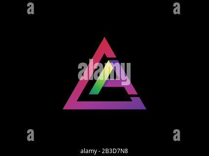 Typographic alphabet A in a triangle with vibrant colors logo design Stock Vector