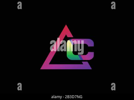 Typographic alphabet C in a triangle with vibrant colors logo design Stock Vector