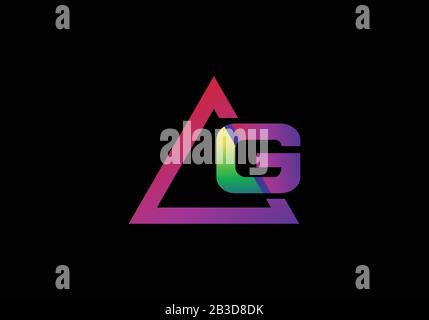 Typographic alphabet G in a triangle with vibrant colors logo design Stock Vector