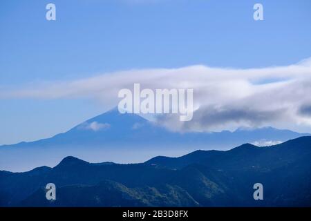 View from La Gomera to the volcano Teide on Tenerife, La Gomera, Canary Islands, Spain Stock Photo