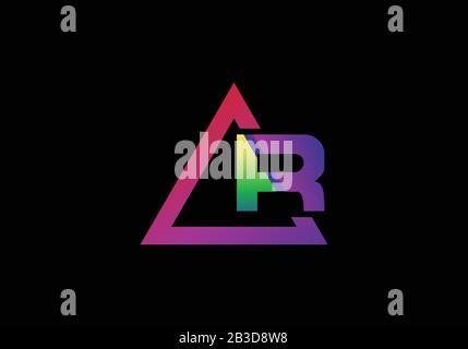Typographic alphabet R in a triangle with vibrant colors logo design Stock Vector