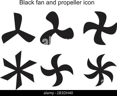 black fan and propeller icon template black color editable. black fan and propeller icon symbol Flat vector illustration for graphic and web design. Stock Vector