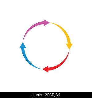 colorful arrow geometric rotation circle logo vector Stock Vector
