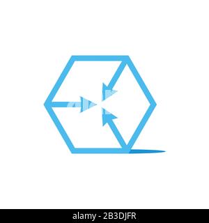 center arrows hexagonal geometric line logo Stock Vector