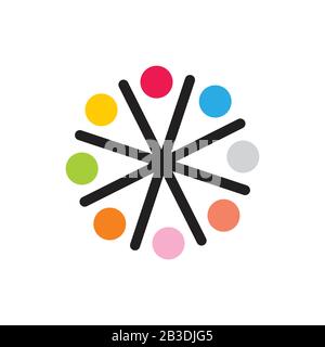 circle dots line simple team work logo vector Stock Vector