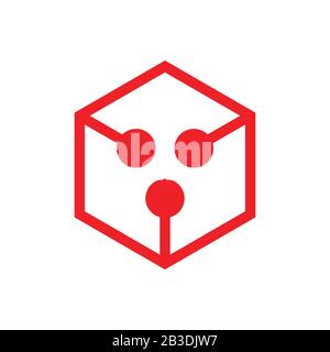 box hexagon dots line logo vector Stock Vector