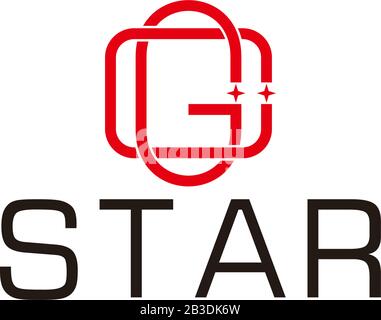 letter gc star overlapping line design symbol logo vector Stock Vector