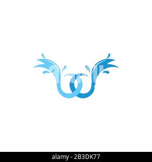 linked water waves splash logo vector Stock Vector