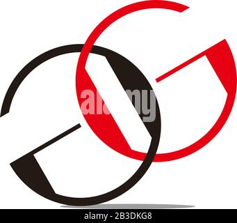 letter gg circle linked colorful geometric design symbol logo vector Stock Vector
