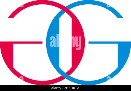 letter gg circle linked colorful geometric design symbol logo vector Stock Vector