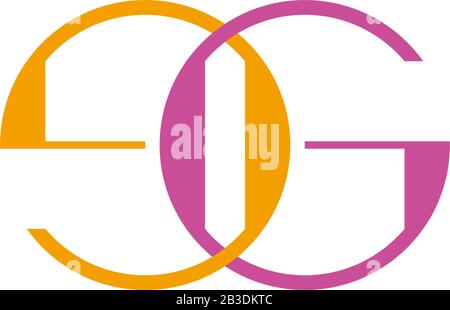 letter eg linked colorful overlapping design logo vector Stock Vector