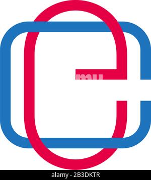 letter ce linked colorful overlapping line symbol logo vector Stock Vector