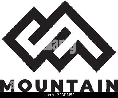 letter m mountain outline geometric design symbol logo vector Stock Vector