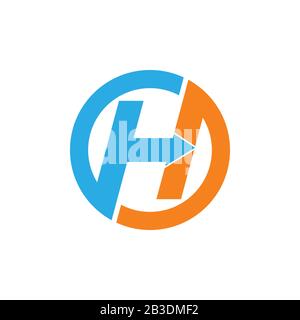letter ht arrow circle geometric logo vector Stock Vector