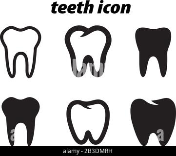 teeth icon template black color editable. teeth icon symbol Flat vector illustration for graphic and web design. Stock Vector