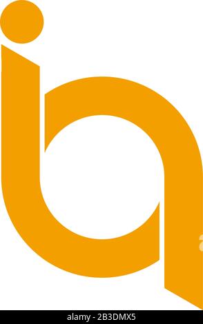 circle rotate letter ib line simple design symbol logo vector Stock Vector