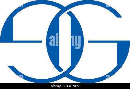 letter eg linked flat overlapping design logo vector Stock Vector
