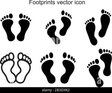 footprints vector icon template black color editable. footprints vector icon symbol Flat vector illustration for graphic and web design. Stock Vector