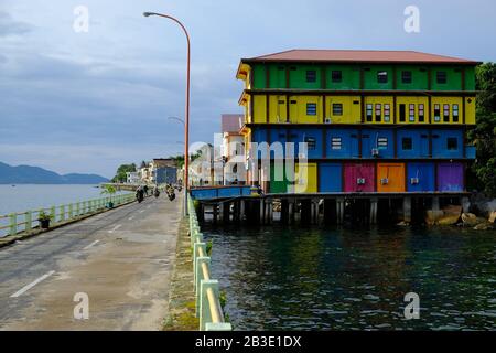 Anambas Islands Indonesia - street view Terempa city on Siantan Island Stock Photo