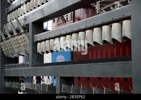 Chinese chimes is a percussion instrument in ancient China Stock Photo