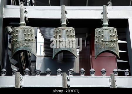 Chinese chimes is a percussion instrument in ancient China Stock Photo