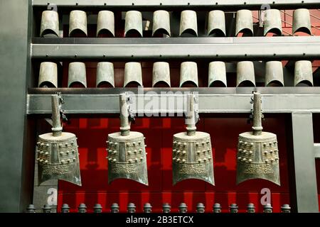 Chinese chimes is a percussion instrument in ancient China Stock Photo