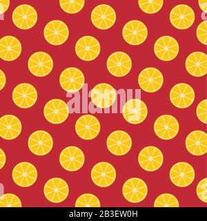 slice of lemon patterns on red background vector illustration Stock Vector