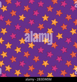 starfish patterns on purple background vector illustration Stock Vector