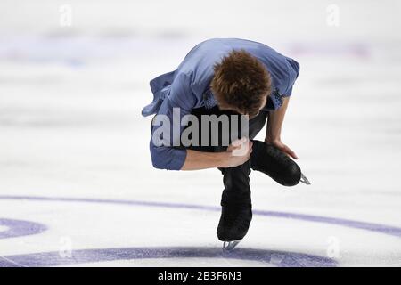 Aleksandr SELEVKO from Estonia, during Men Short Program at the ISU World Junior Figure Skating Championships 2020 at Tondiraba Ice Hall, on March 04, 2020 in Tallinn, Estonia. Credit: Raniero Corbelletti/AFLO/Alamy Live News Stock Photo