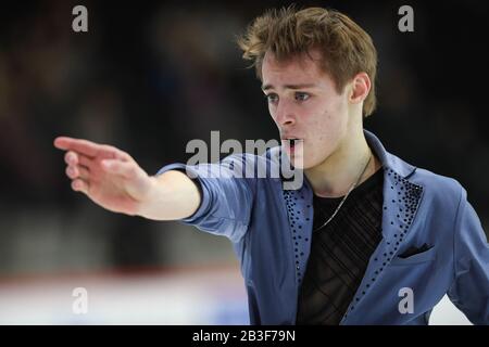 Aleksandr SELEVKO from Estonia, during Men Short Program at the ISU World Junior Figure Skating Championships 2020 at Tondiraba Ice Hall, on March 04, 2020 in Tallinn, Estonia. Credit: Raniero Corbelletti/AFLO/Alamy Live News Stock Photo