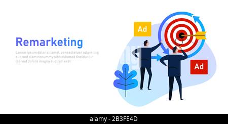 Remarketing retargeting businessman target with ads advertising Stock Vector