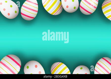 Colorful easter eggs on a green background with soft shadows Stock Photo