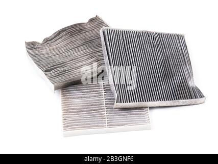dirty car air conditioning filter isolated on white background Stock Photo
