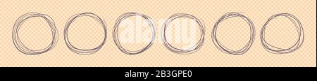 Set of round doodles hand-drawn. Template for messages, design. Rough draft. Stock Vector