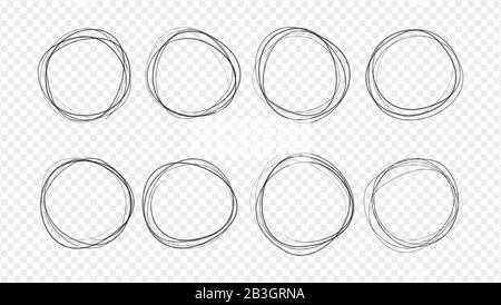 Set of round doodles hand-drawn. Template for messages, design. Rough draft. Stock Vector