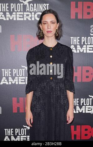 New York, United States. 04th Mar, 2020. Rebecca Hall attends HBO's 'The Plot Against America' premiere at Florence Gould Hall. Credit: SOPA Images Limited/Alamy Live News Stock Photo