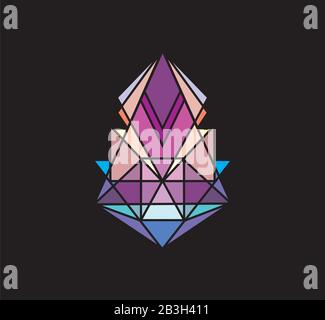 colorful polygon ornament on a black background Stock Vector