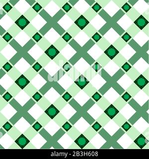 Abstract Vector Geometric Pattern Of Wide Intersecting Lines and White Square Faceted Stones. Stock Vector