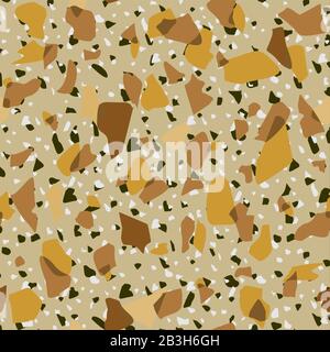 Terrazzo Seamless Pattern. Marble Rock Floor Stone Texture. Vector Imitation of Stone structure, Background. Stock Vector