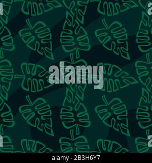 Exotic Tropical Vector Seamless Pattern. Leaves Of Palm Trees, Monstera, Leaves In The Jungle. Hand drawn. For Design, Wrapping Paper, Fabric, Textile Stock Vector