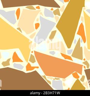 Terrazzo Seamless Pattern. Marble Rock Floor Stone Texture. Vector Imitation of Stone structure, Background. Stock Vector