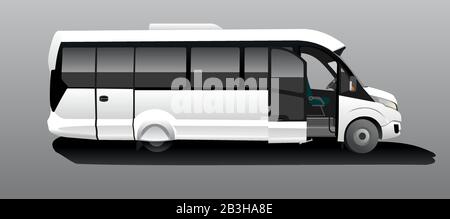 Download Open Tour Bus Vector Mockup On White Background For Vehicle Branding Corporate Identity View From Side Front And Back Stock Vector Image Art Alamy PSD Mockup Templates