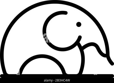 Logo elephant icon, outline style Stock Vector