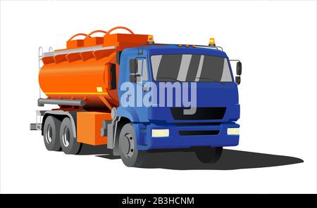 Side view of Big Oil Tanker truck Vector Illustration Stock Vector ...