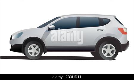 SUV, side view. Family car. Travel car. Modern flat vector illustration, isolated. Stock Vector
