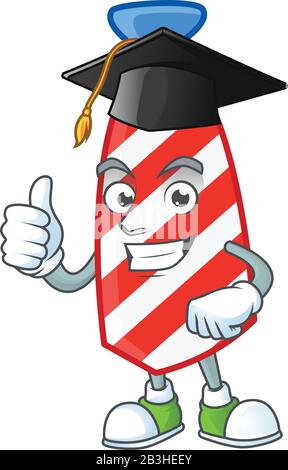 A happy character of USA stripes tie in a black Graduation hat Stock Vector